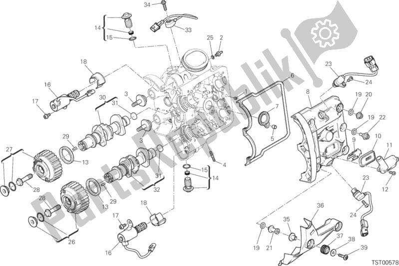 All parts for the Testa Orizzontale - Distribuzione of the Ducati Multistrada 1200 Enduro 2018